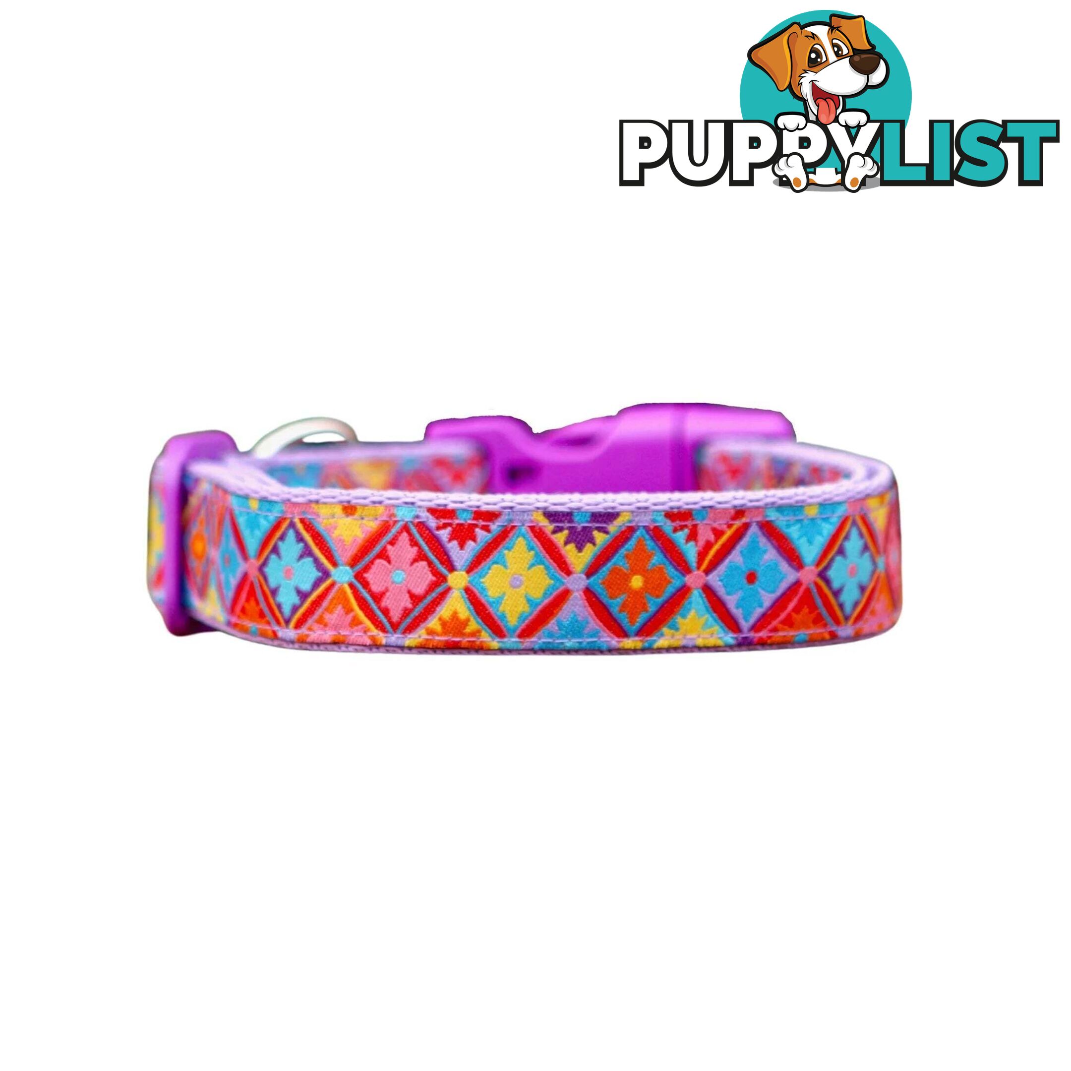 Purple Geometric Dog Collar / XS - L - Hand Made by The Bark Side - TBSGEOSML