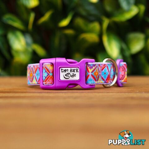 Purple Geometric Dog Collar / XS - L - Hand Made by The Bark Side - TBSGEOSML