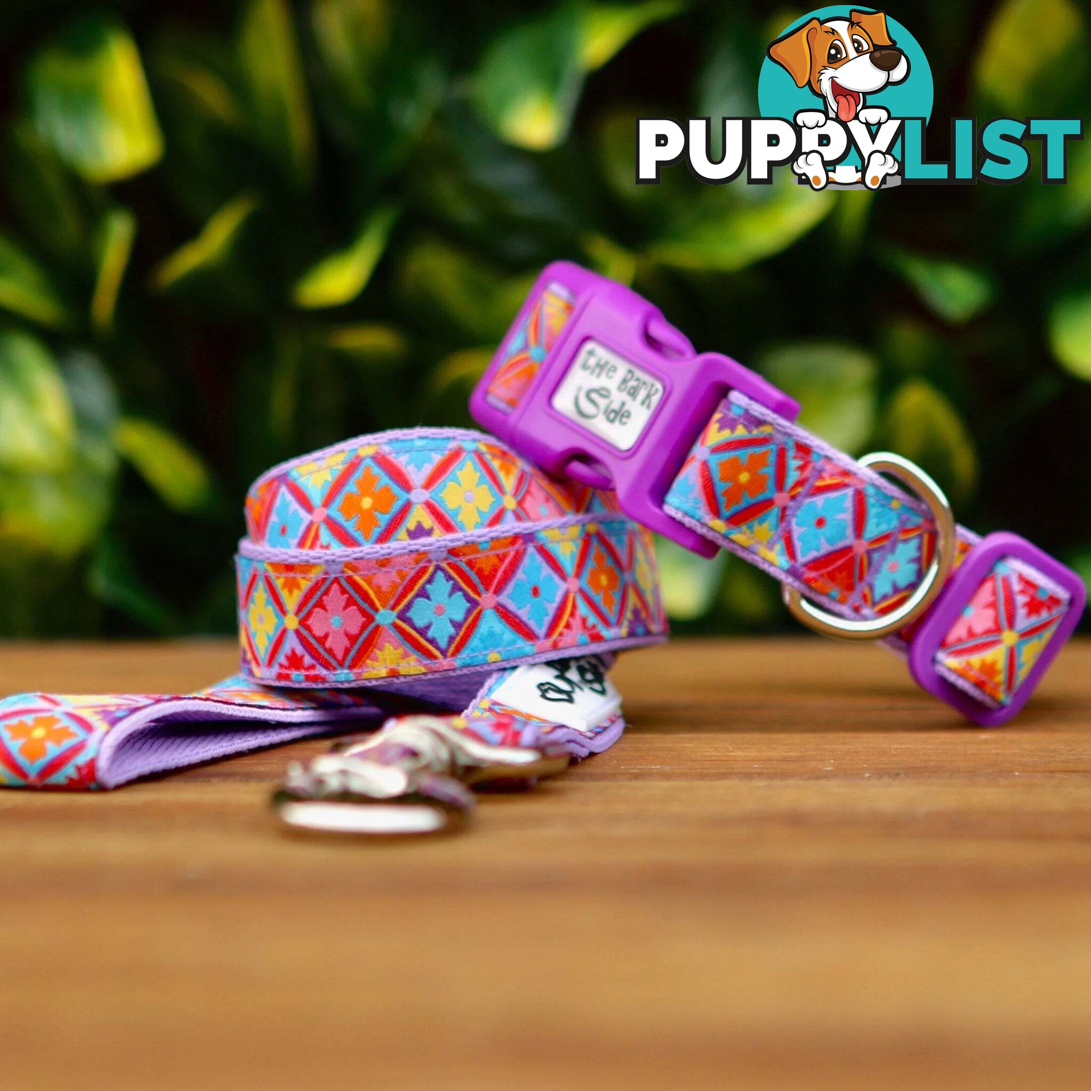 Purple Geometric Dog Collar / XS - L - Hand Made by The Bark Side - TBSGEOSML