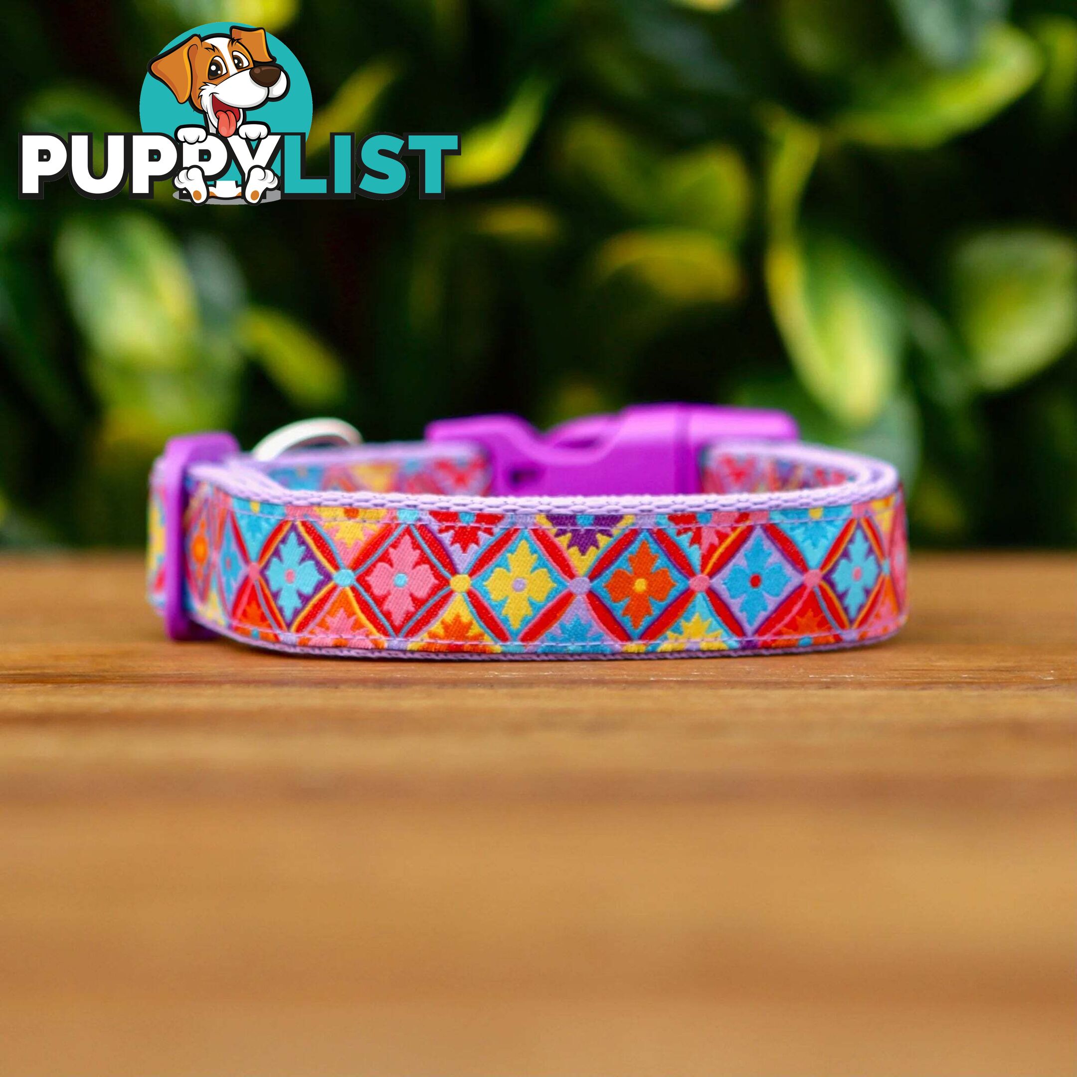 Purple Geometric Dog Collar / XS - L - Hand Made by The Bark Side - TBSGEOSML