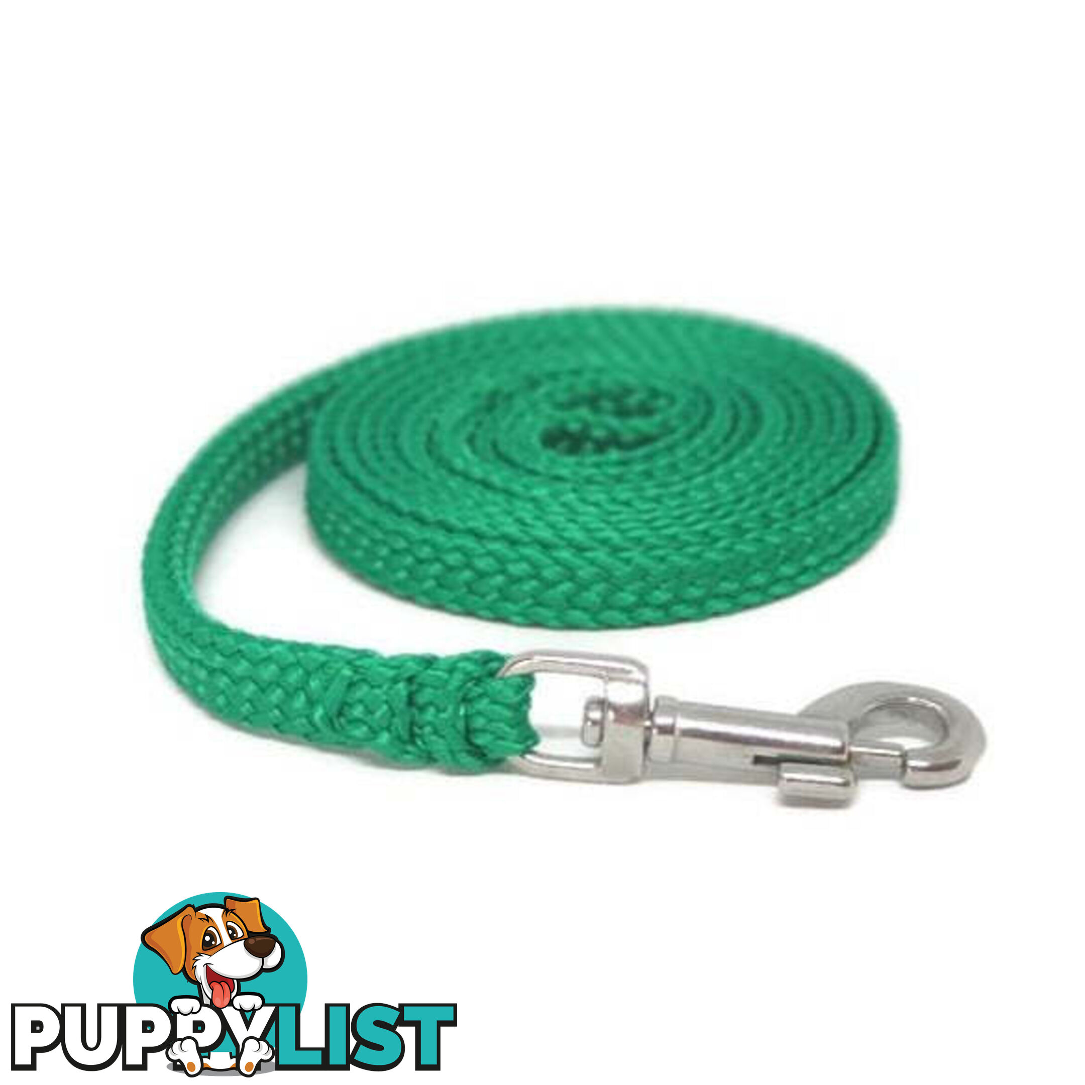 1.8m to 10m Long Dog Lead No Stitching Tough Yarnix 10mm Wide - YNXLD10-10-GRN-BR
