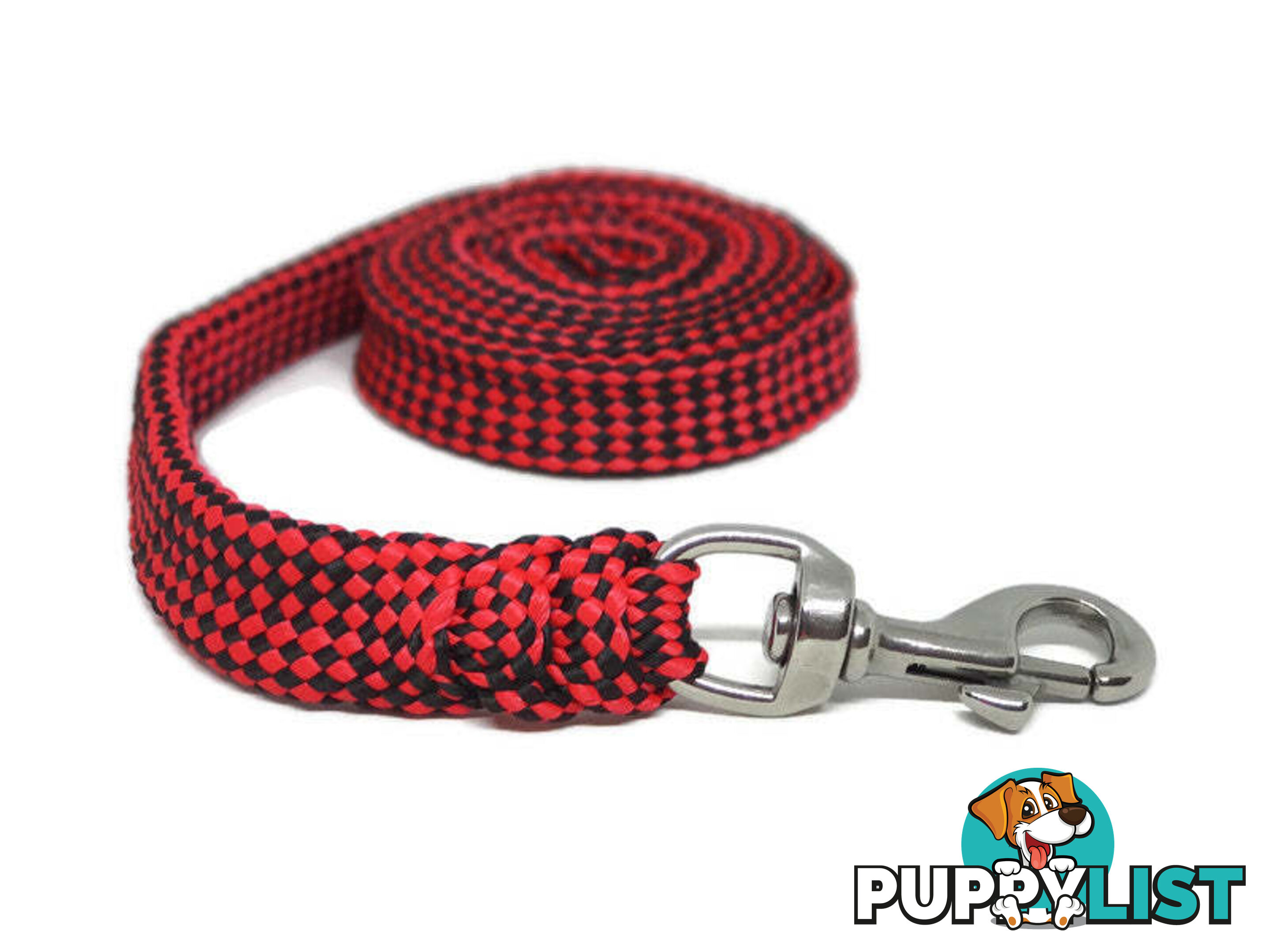 1.8m to 10m Long Dog Lead No Stitching Tough Yarnix 20mm Wide - YNXLD201.8BRBLKRED