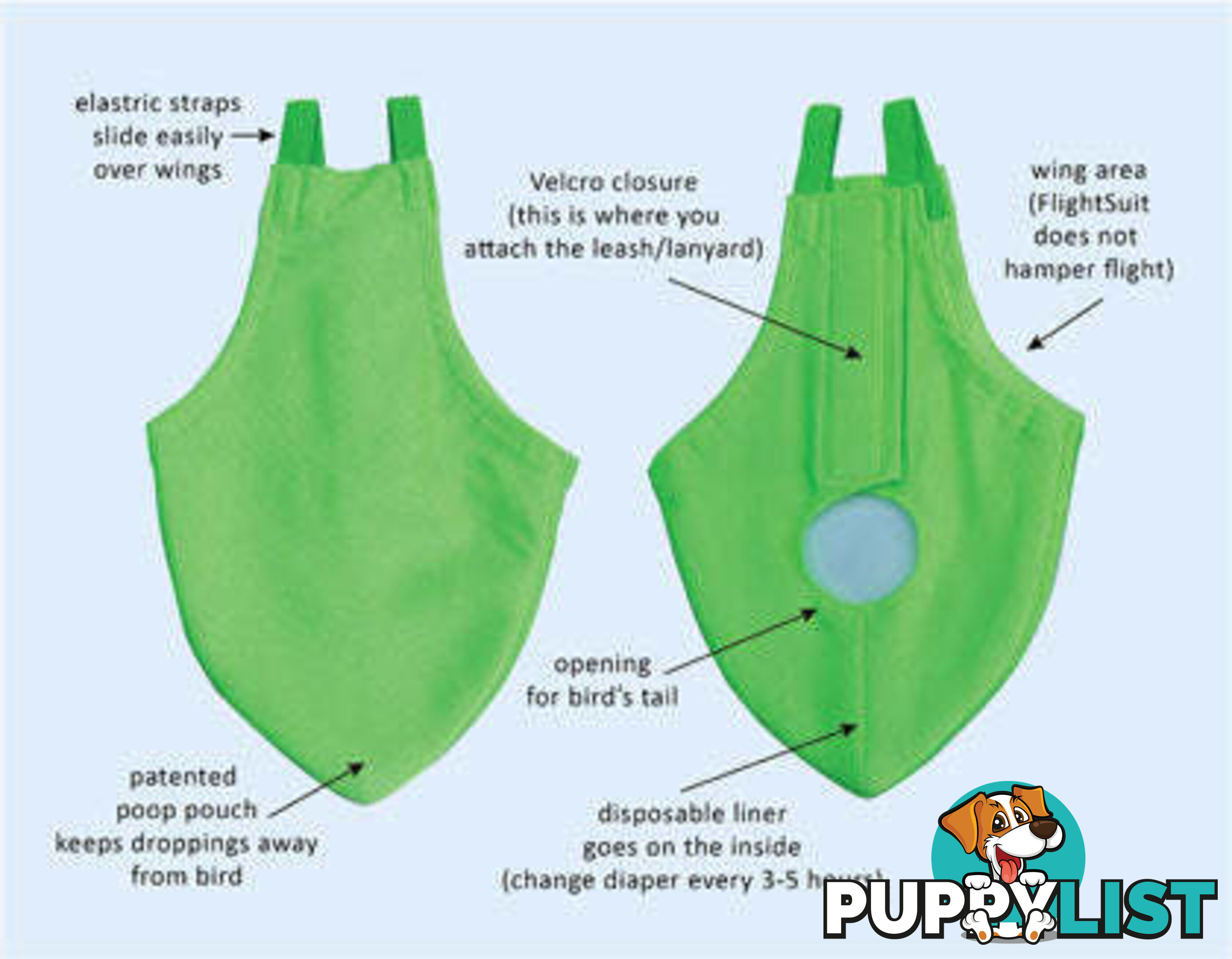 Bird Featherwear Flightsuit Harness & Diaper by Avian Fashions - AF-FS-RED