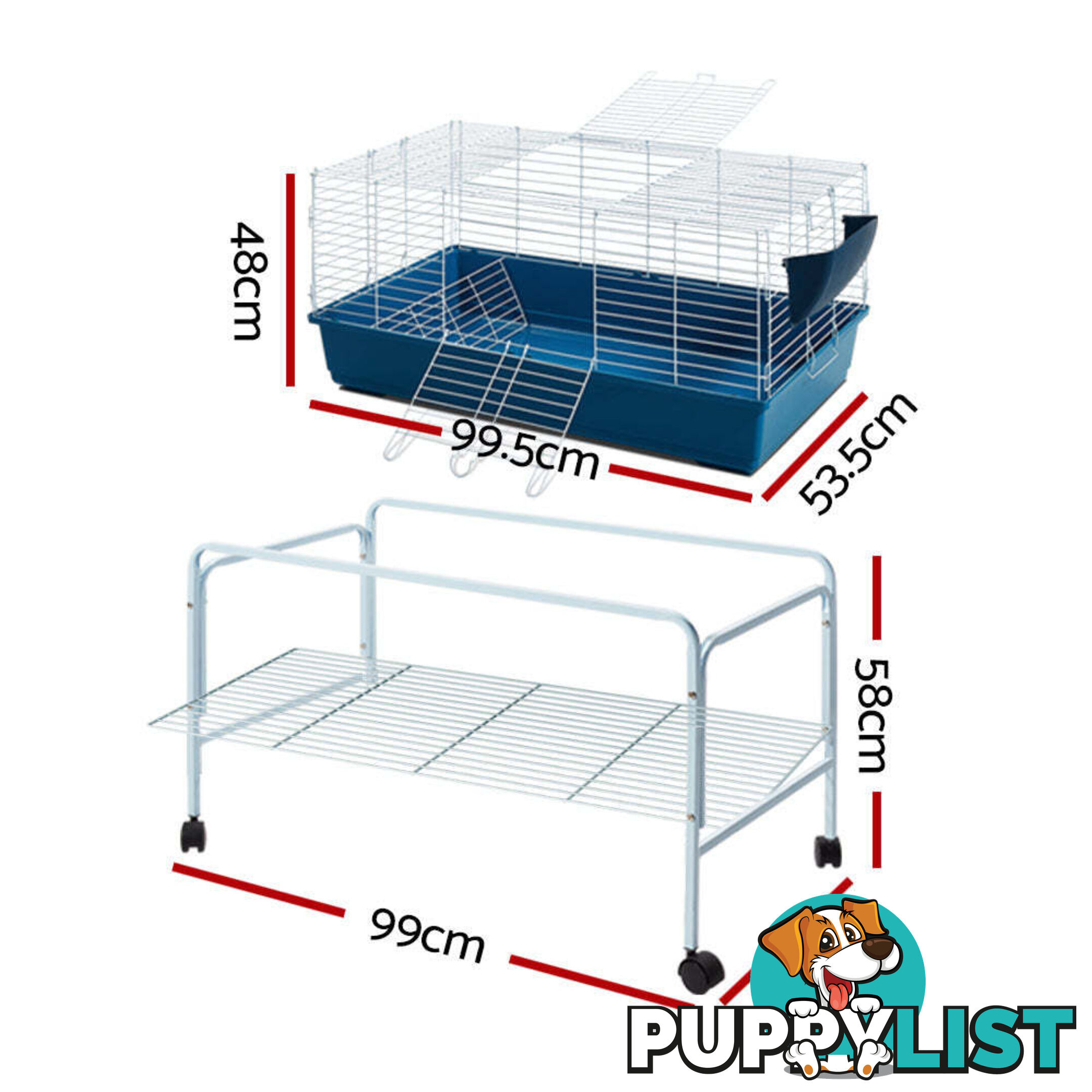 i.Pet Rabbit Cage Hutch 106cm Indoor Enclosure Carrier - PET-RAB-CAGE-RT002