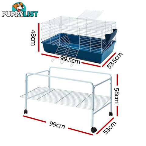 i.Pet Rabbit Cage Hutch 106cm Indoor Enclosure Carrier - PET-RAB-CAGE-RT002