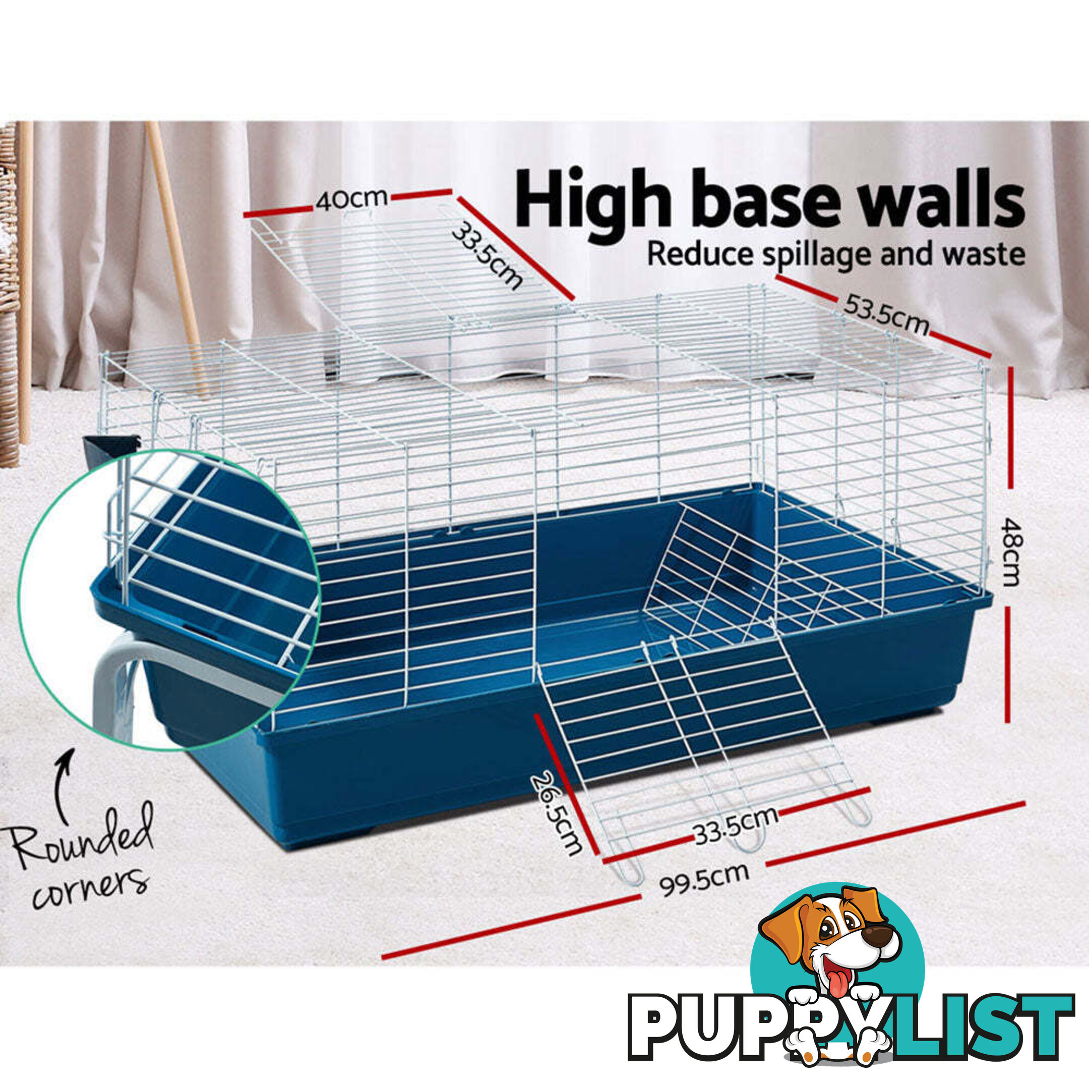 i.Pet Rabbit Cage Hutch 106cm Indoor Enclosure Carrier - PET-RAB-CAGE-RT002
