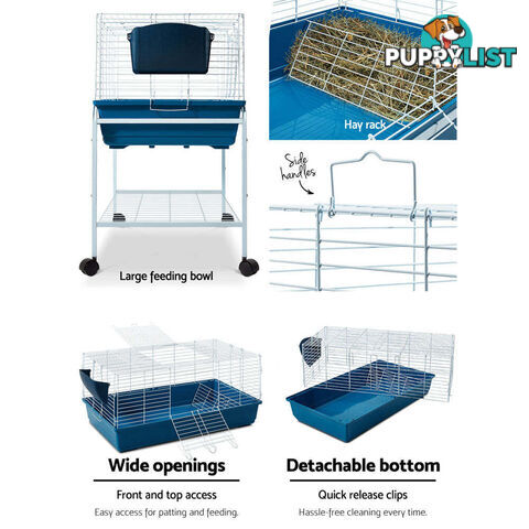 i.Pet Rabbit Cage Hutch 106cm Indoor Enclosure Carrier - PET-RAB-CAGE-RT002