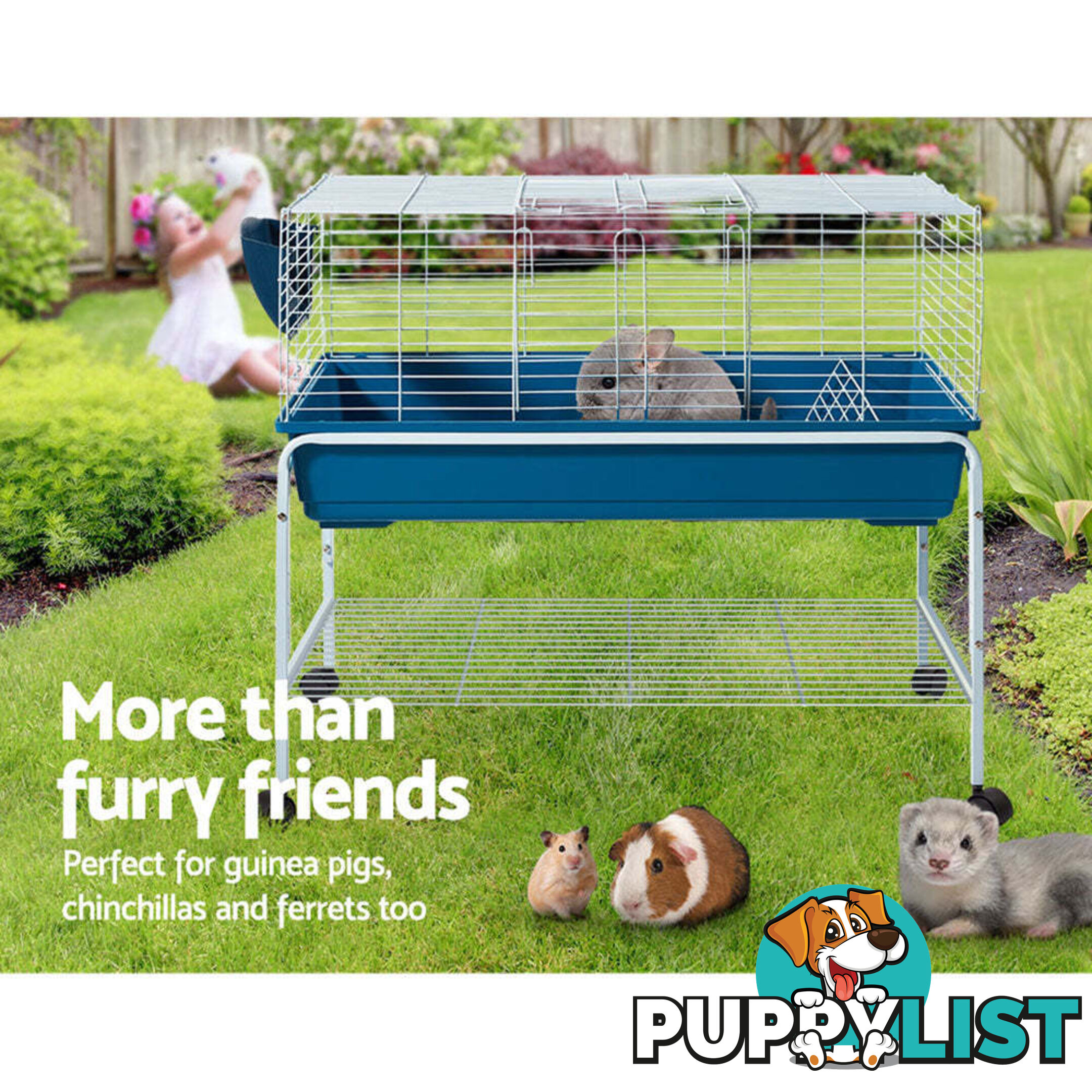 i.Pet Rabbit Cage Hutch 106cm Indoor Enclosure Carrier - PET-RAB-CAGE-RT002