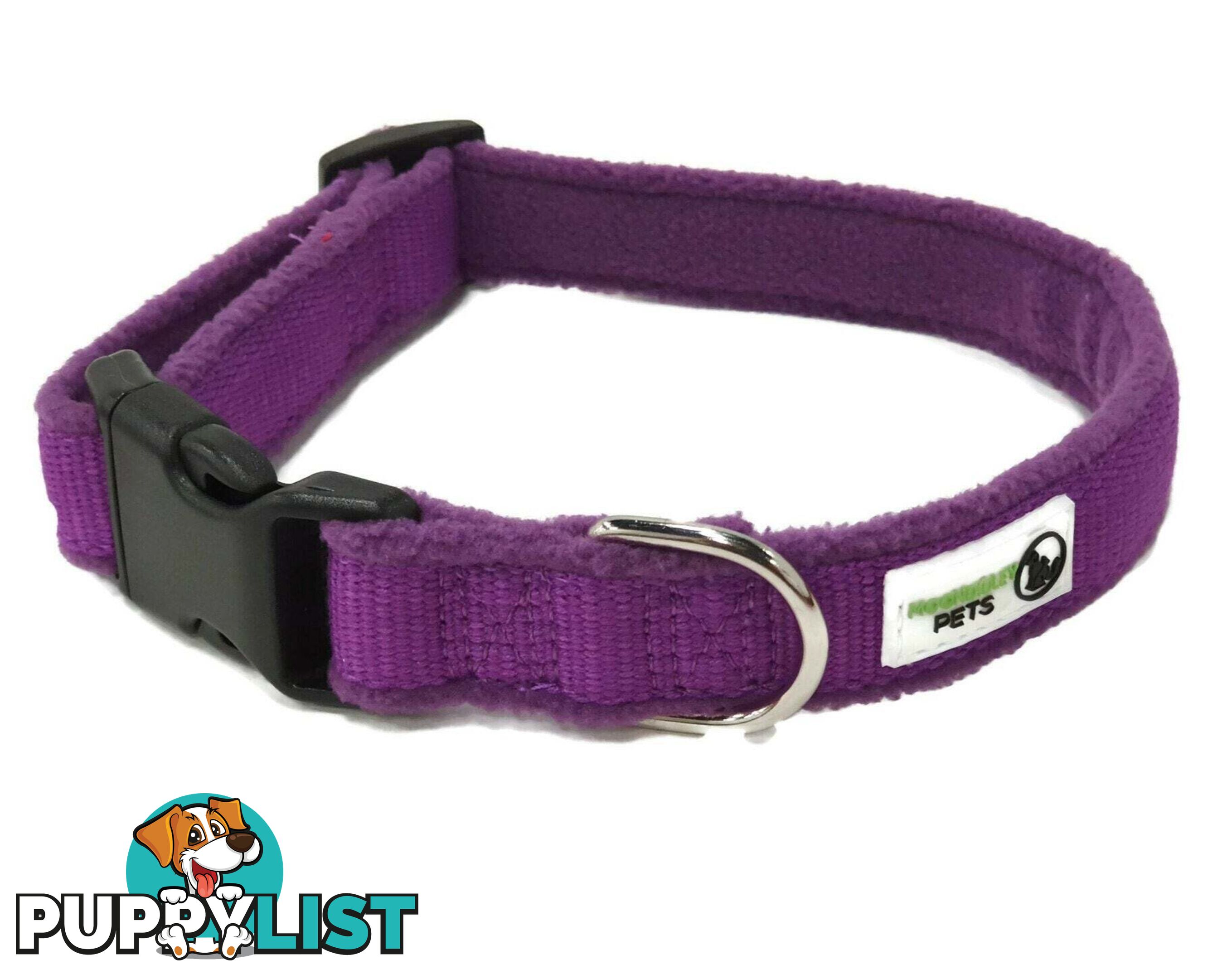 100% Pure Bamboo Fibre w/Fleece Lining Dog Collar Plastic Buckle - Moondidley Pets - MDPCOLFLEXSBLK