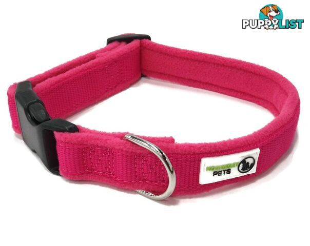100% Pure Bamboo Fibre w/Fleece Lining Dog Collar Plastic Buckle - Moondidley Pets - MDPCOLFLESRED