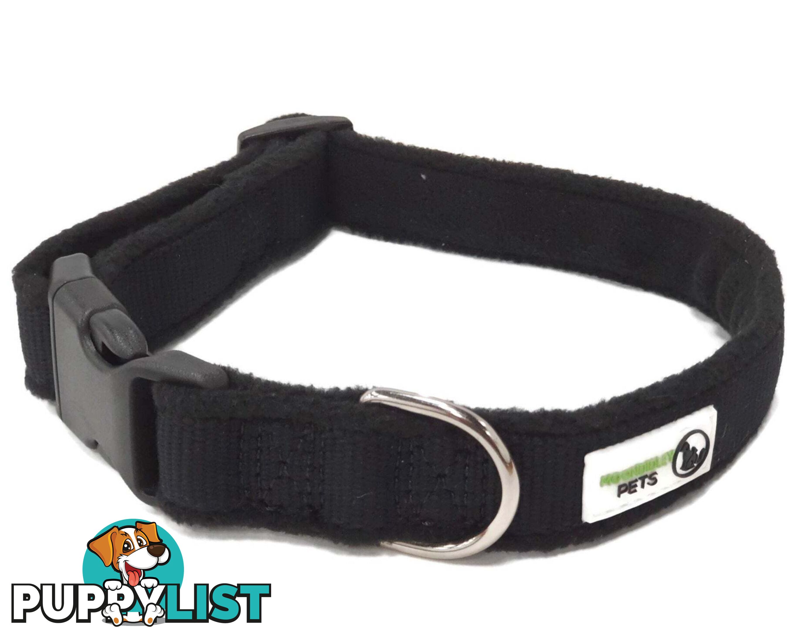 100% Pure Bamboo Fibre w/Fleece Lining Dog Collar Plastic Buckle - Moondidley Pets - MDPCOLFLESRED