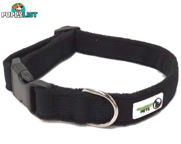 100% Pure Bamboo Fibre w/Fleece Lining Dog Collar Plastic Buckle - Moondidley Pets - MDPCOLFLESRED