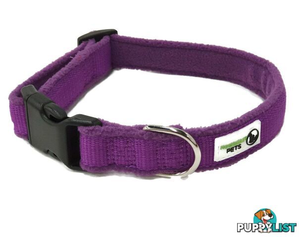 100% Pure Bamboo Fibre w/Fleece Lining Dog Collar Plastic Buckle - Moondidley Pets - MDPCOLFLESRED