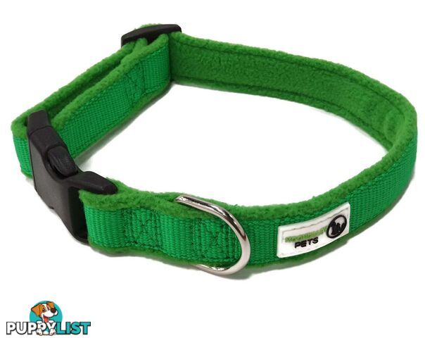 100% Pure Bamboo Fibre w/Fleece Lining Dog Collar Plastic Buckle - Moondidley Pets - MDPCOLFLESRED