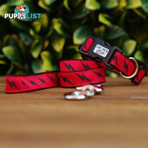 Lightning Bolt Dog Collar - Hand Made by The Bark Side - TBSLIGXSYEL
