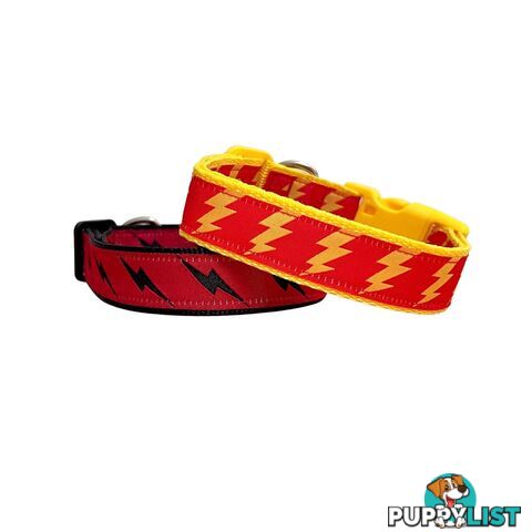 Lightning Bolt Dog Collar - Hand Made by The Bark Side - TBSLIGXSYEL