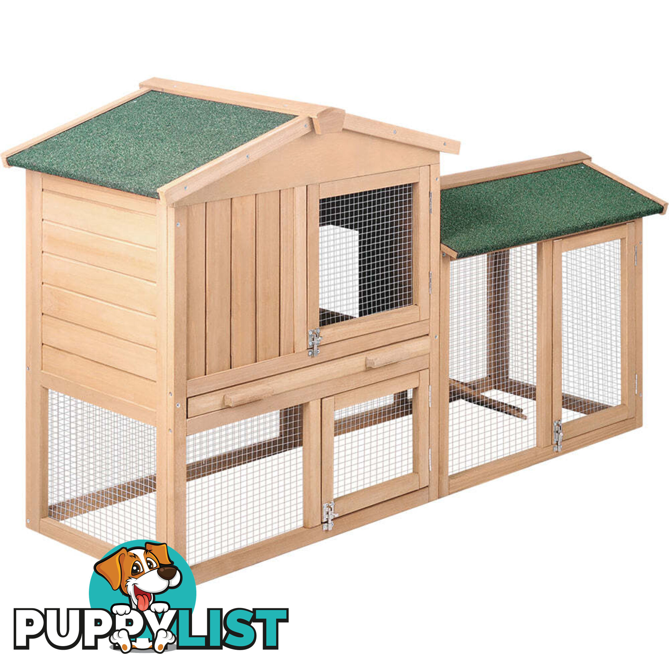 i.Pet Chicken Coop Rabbit Hutch 138cm x 44cm x 85cm Large House Run Cage Wooden Outdoor - PET-GT-WOOD-R036