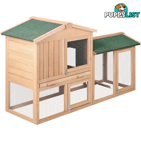 i.Pet Chicken Coop Rabbit Hutch 138cm x 44cm x 85cm Large House Run Cage Wooden Outdoor - PET-GT-WOOD-R036
