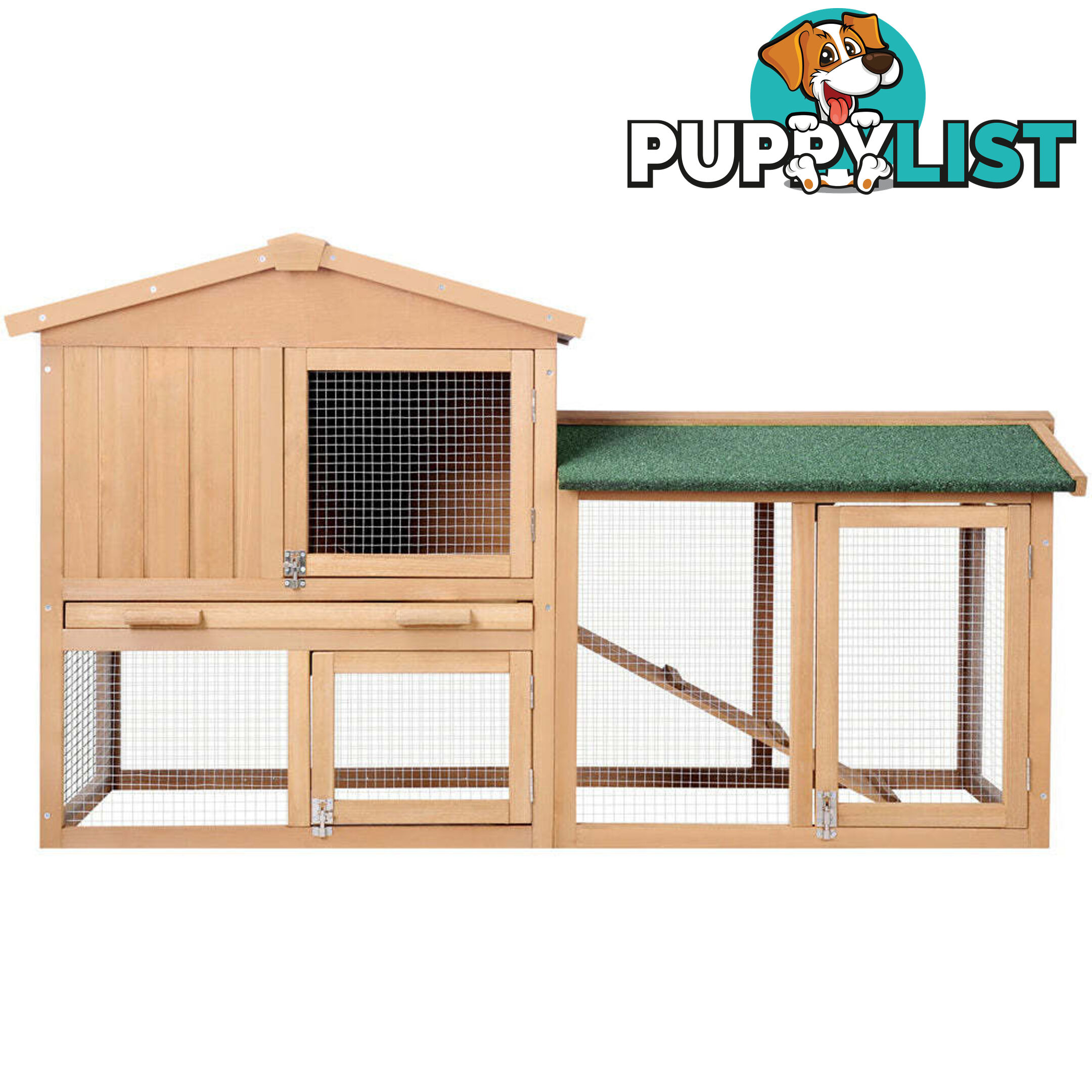 i.Pet Chicken Coop Rabbit Hutch 138cm x 44cm x 85cm Large House Run Cage Wooden Outdoor - PET-GT-WOOD-R036