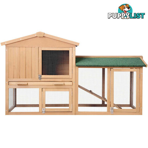 i.Pet Chicken Coop Rabbit Hutch 138cm x 44cm x 85cm Large House Run Cage Wooden Outdoor - PET-GT-WOOD-R036