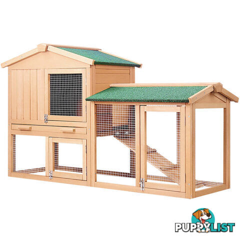 i.Pet Chicken Coop Rabbit Hutch 138cm x 44cm x 85cm Large House Run Cage Wooden Outdoor - PET-GT-WOOD-R036