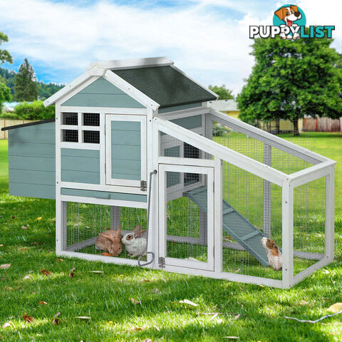 i.Pet Chicken Coop Rabbit Hutch 150cm x 60cm x 93cm Large House Run Cage Wooden Outdoor Bunny - PET-CH-100-GW