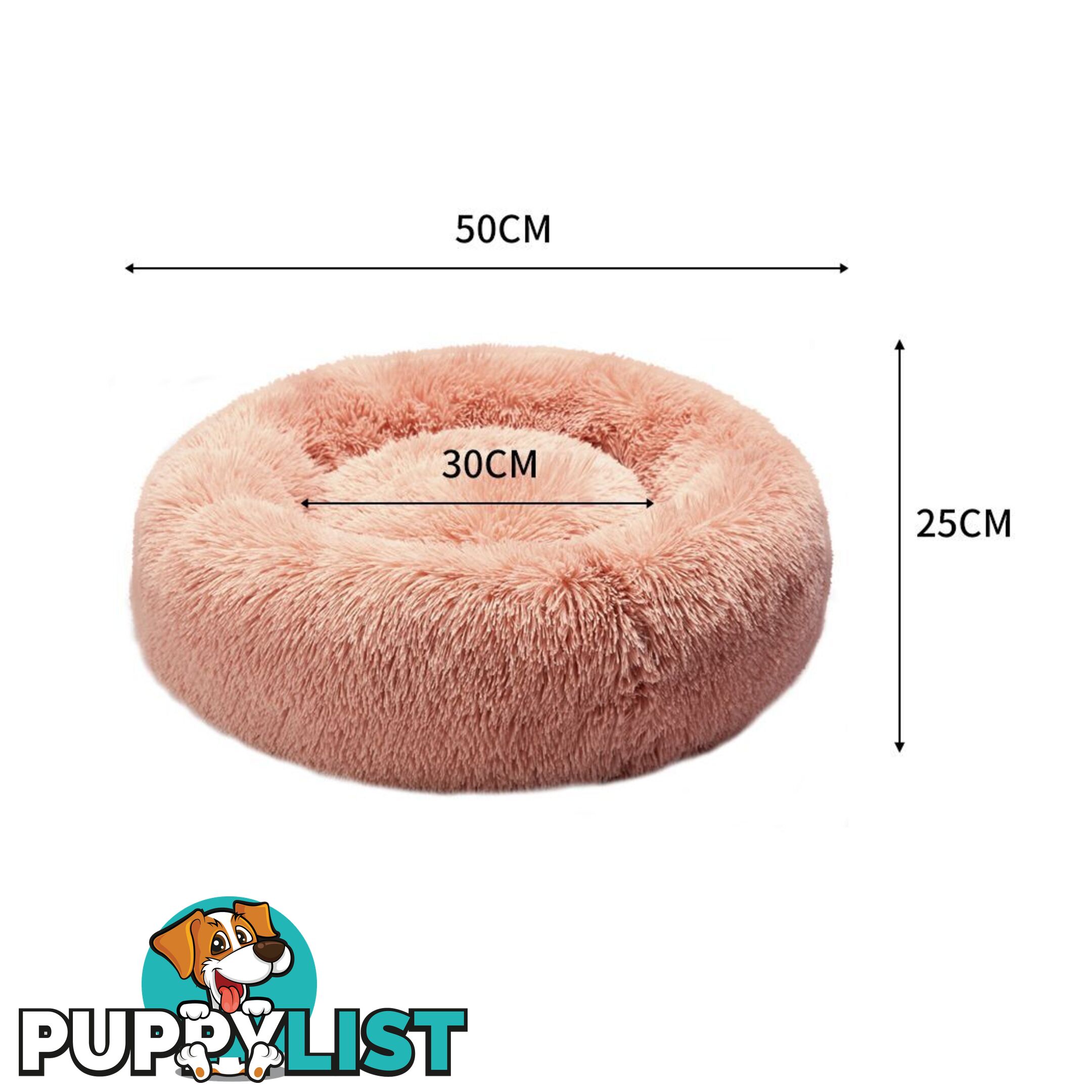 Pet Bed Cat Dog Donut Nest Calming Deep Sleeping Pink - WB-JC1058-L-PK