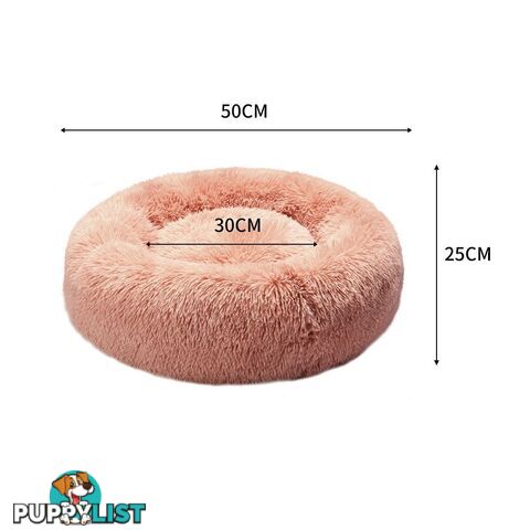 Pet Bed Cat Dog Donut Nest Calming Deep Sleeping Pink - WB-JC1058-L-PK