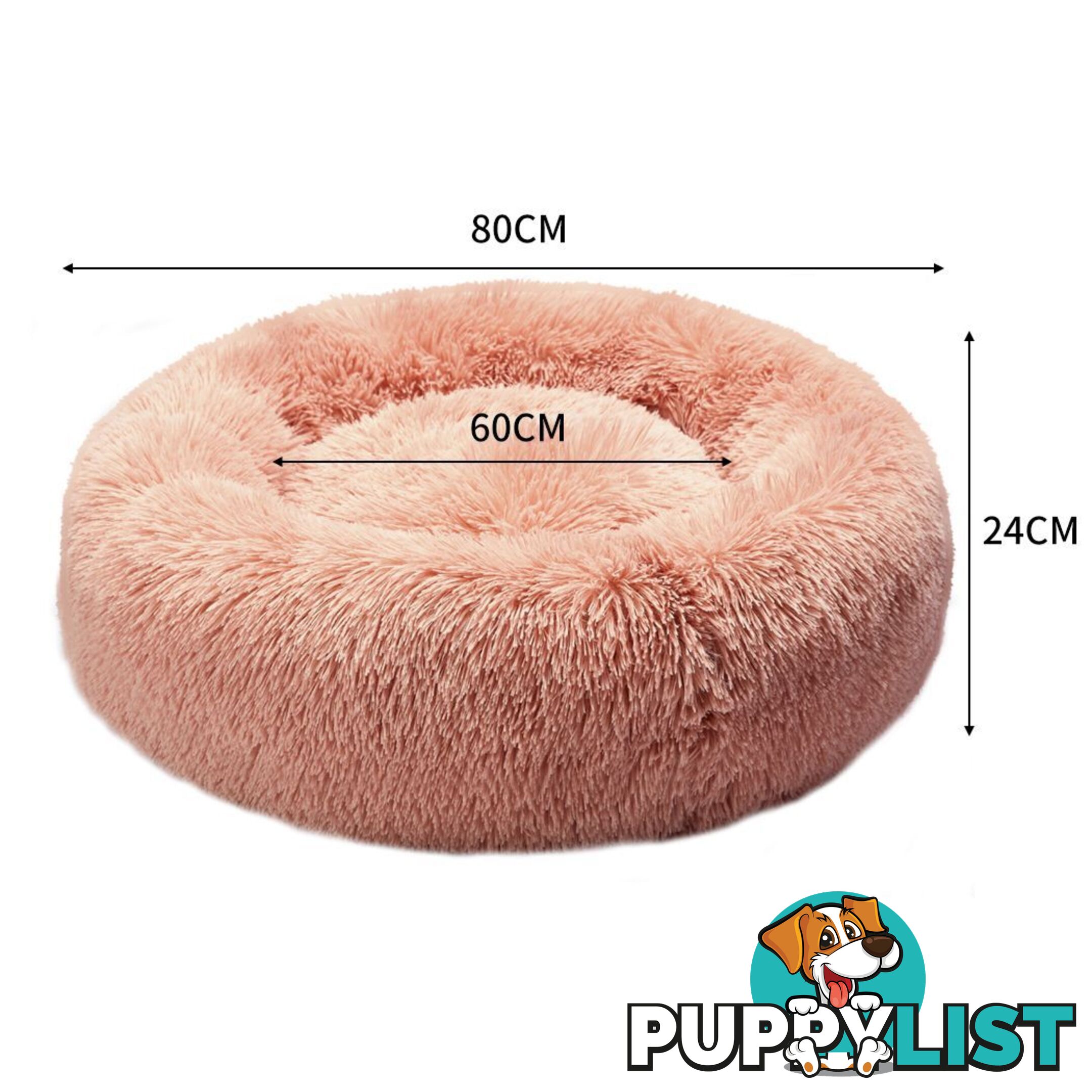 Pet Bed Cat Dog Donut Nest Calming Deep Sleeping Pink - WB-JC1058-L-PK