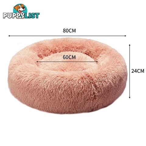 Pet Bed Cat Dog Donut Nest Calming Deep Sleeping Pink - WB-JC1058-L-PK