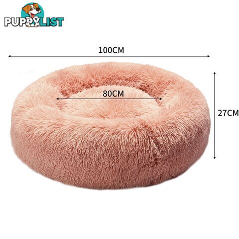 Pet Bed Cat Dog Donut Nest Calming Deep Sleeping Pink - WB-JC1058-L-PK