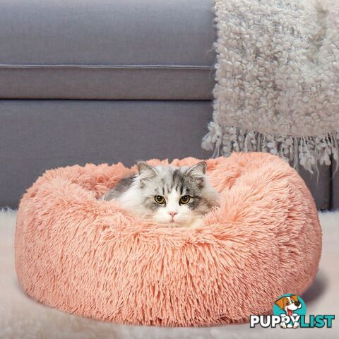 Pet Bed Cat Dog Donut Nest Calming Deep Sleeping Pink - WB-JC1058-L-PK