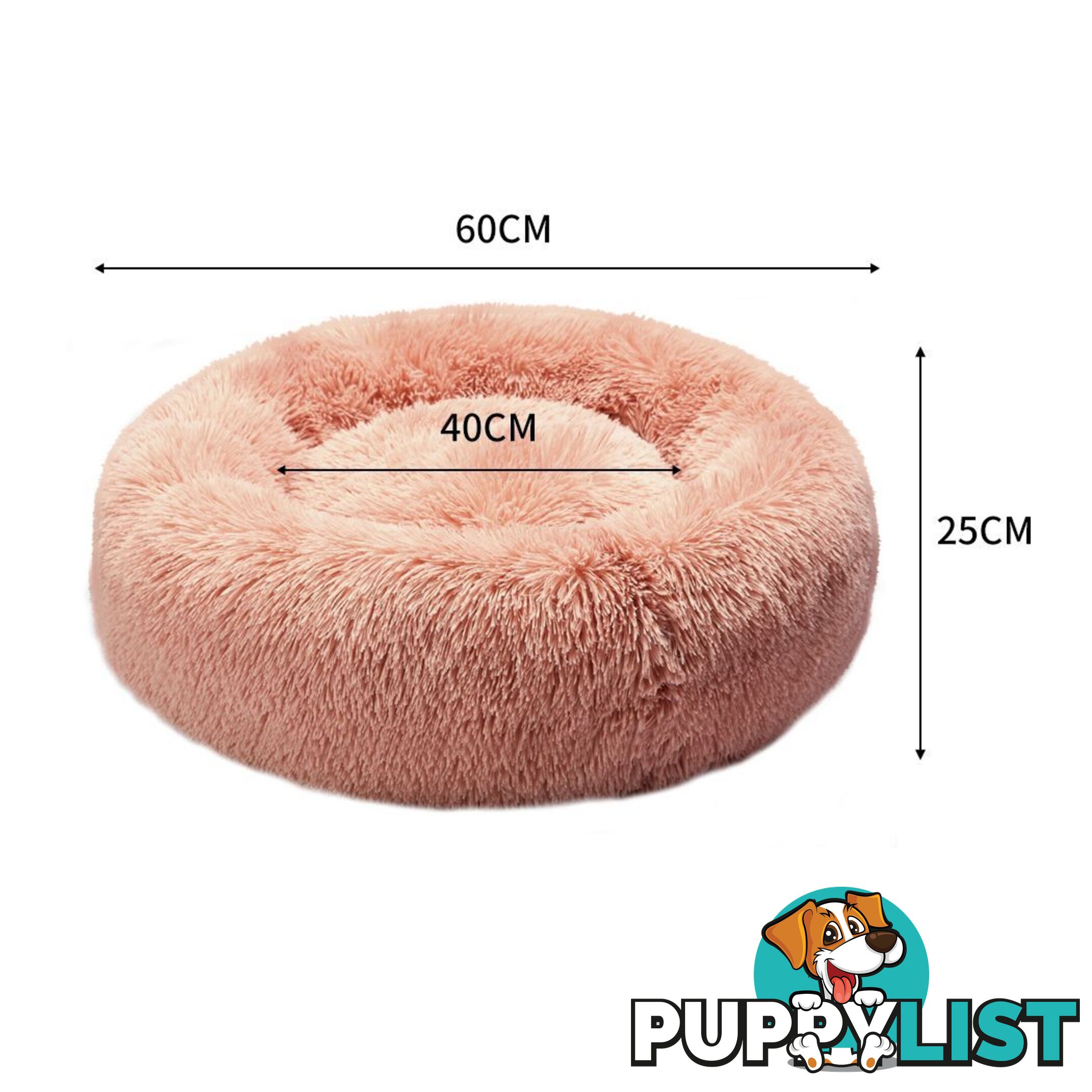 Pet Bed Cat Dog Donut Nest Calming Deep Sleeping Pink - WB-JC1058-L-PK