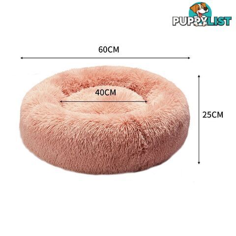 Pet Bed Cat Dog Donut Nest Calming Deep Sleeping Pink - WB-JC1058-L-PK