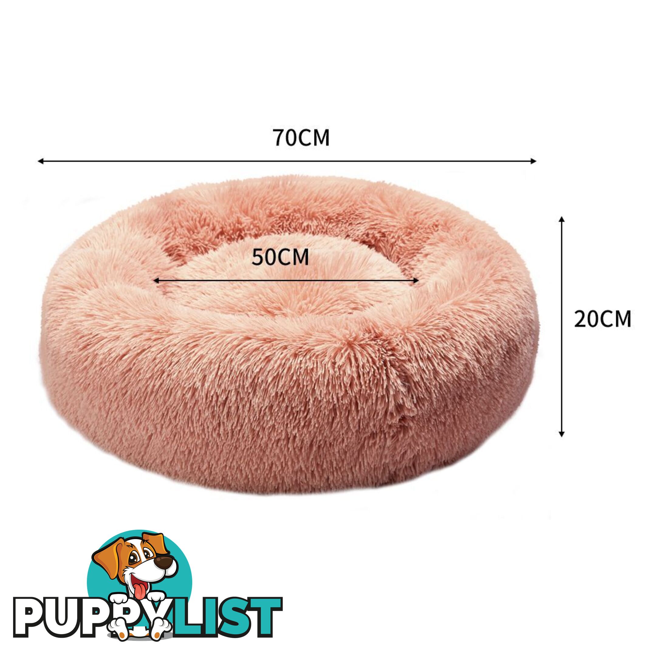 Pet Bed Cat Dog Donut Nest Calming Deep Sleeping Pink - WB-JC1058-L-PK