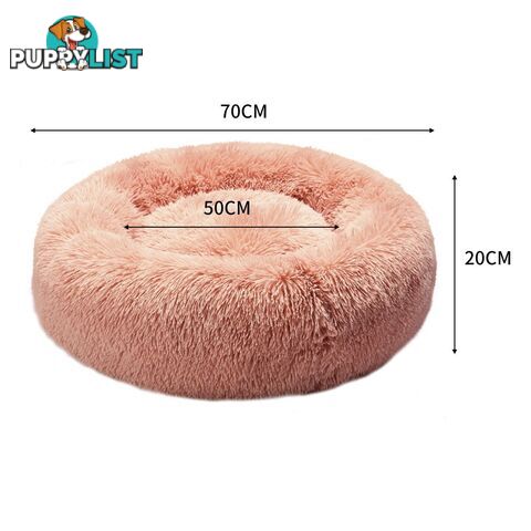 Pet Bed Cat Dog Donut Nest Calming Deep Sleeping Pink - WB-JC1058-L-PK