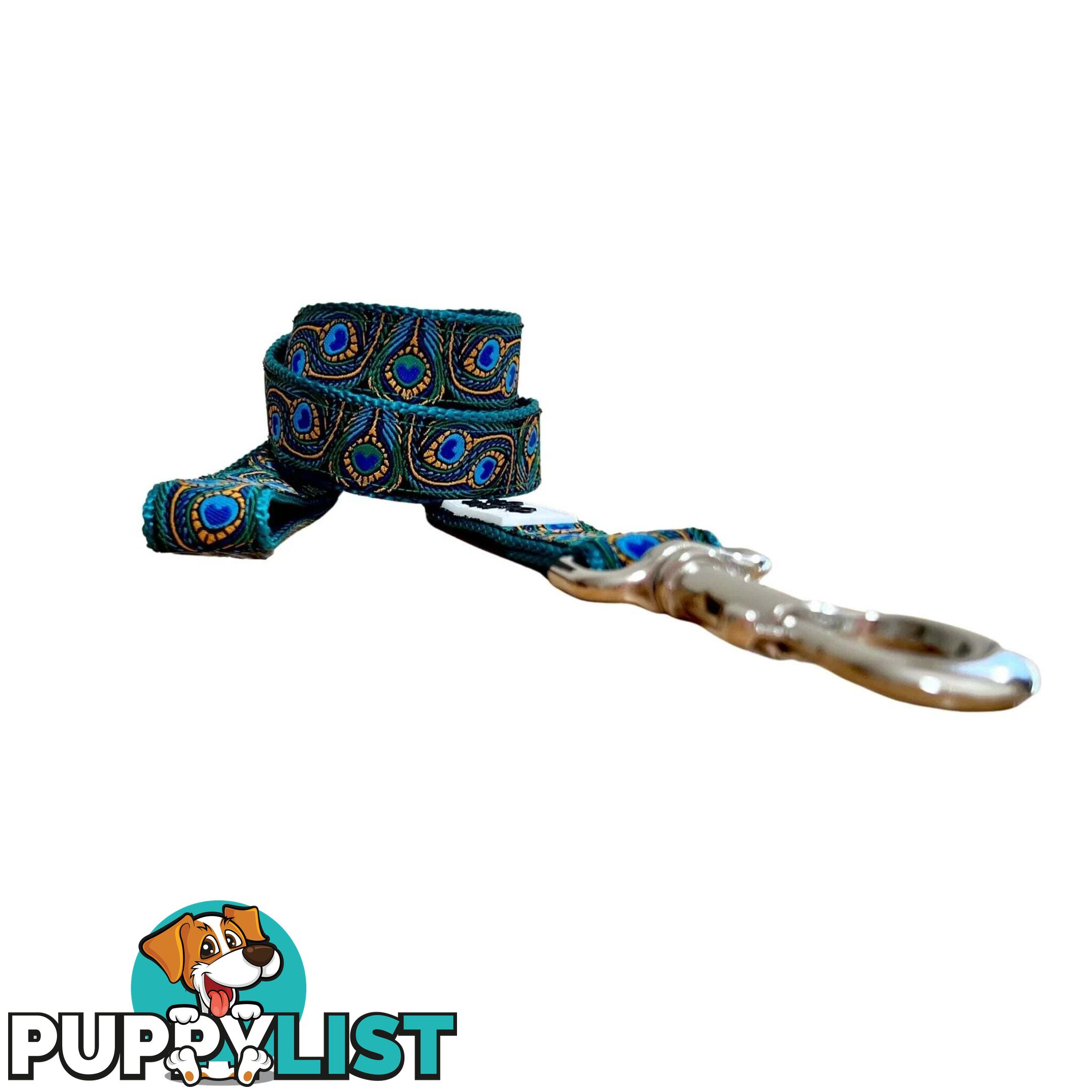 Peacock Feather Dog Lead / Leash - Hand Made by The Bark Side - TBSLDPEATEA201.2