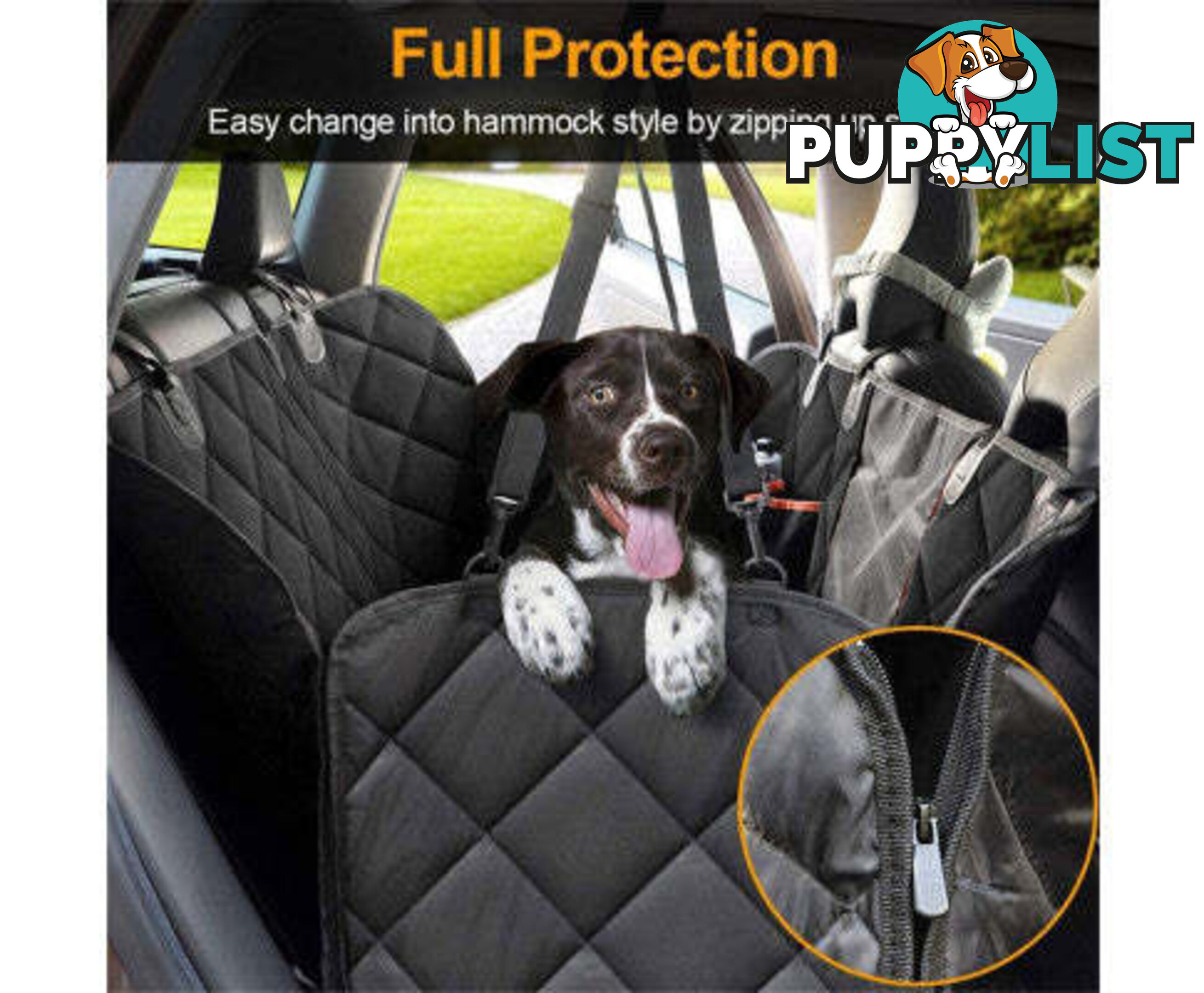 Premium Pet Back Car Seat Cover Hammock NonSlip Protector Zipper Mat Cat Dog Pet - V201-FDZ2353BL8AU