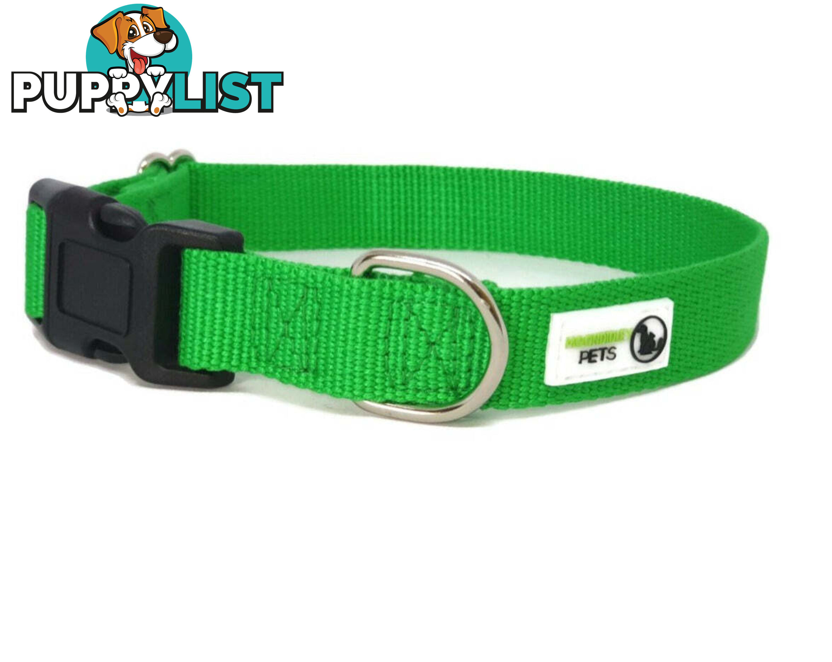 100% Pure Bamboo Fibre Dog Collar Plastic Buckle - Moondidley Pets - MDPCOLBAMXSGRN
