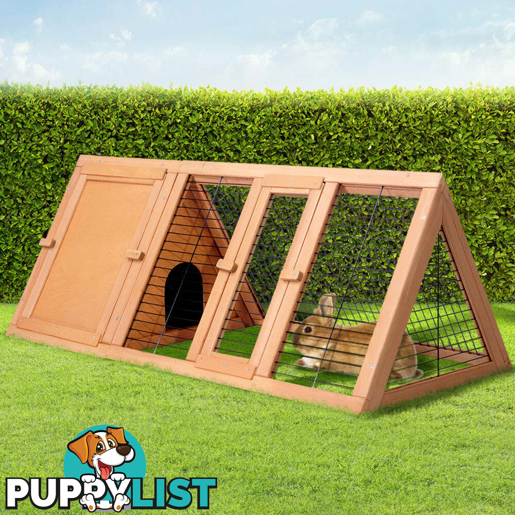 i.Pet Rabbit Hutch 119cm x 51cm x 44cm Chicken Coop Large Run Wooden Cage Outdoor - PET-GT-CAGE-R005