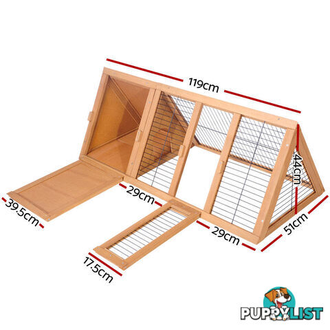 i.Pet Rabbit Hutch 119cm x 51cm x 44cm Chicken Coop Large Run Wooden Cage Outdoor - PET-GT-CAGE-R005
