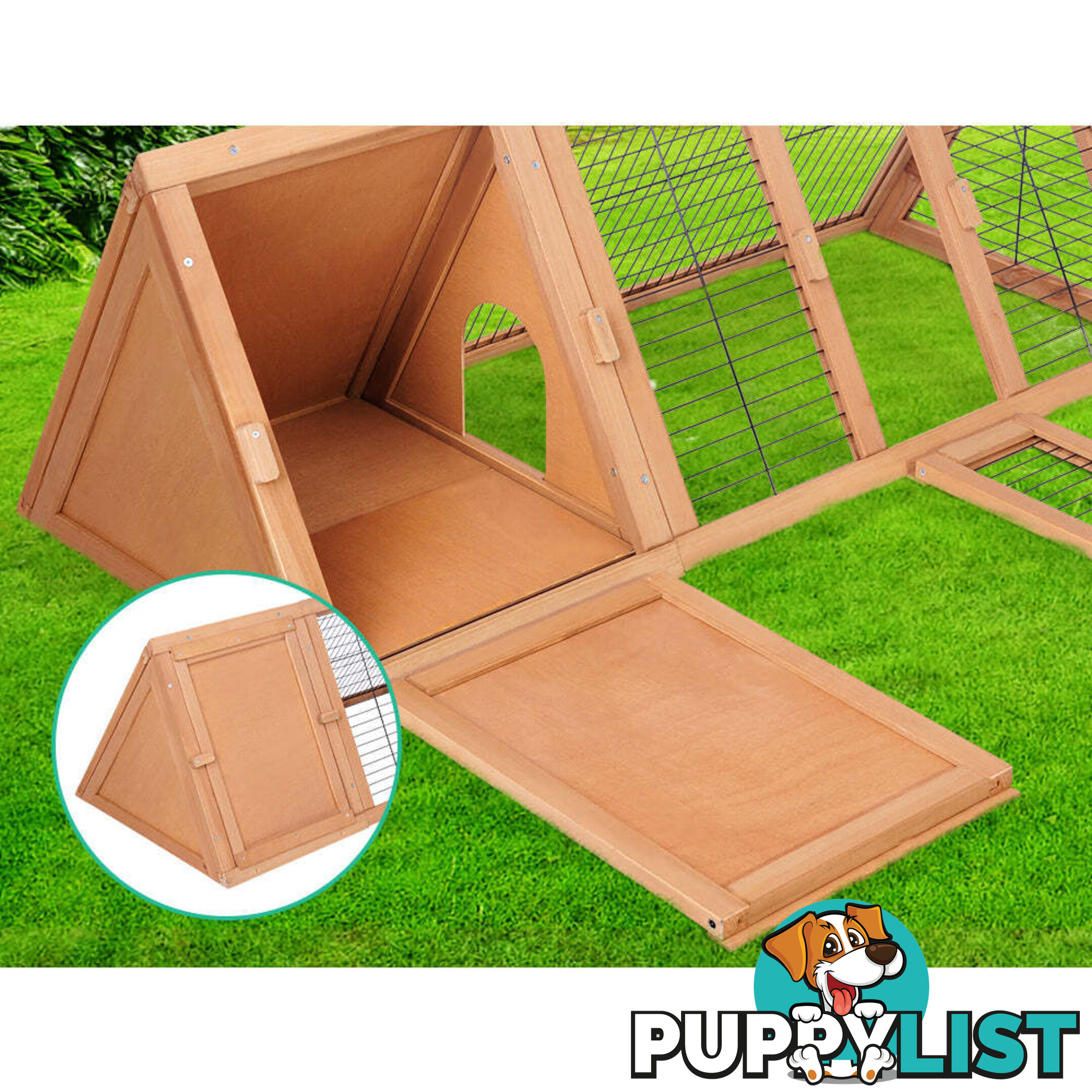 i.Pet Rabbit Hutch 119cm x 51cm x 44cm Chicken Coop Large Run Wooden Cage Outdoor - PET-GT-CAGE-R005