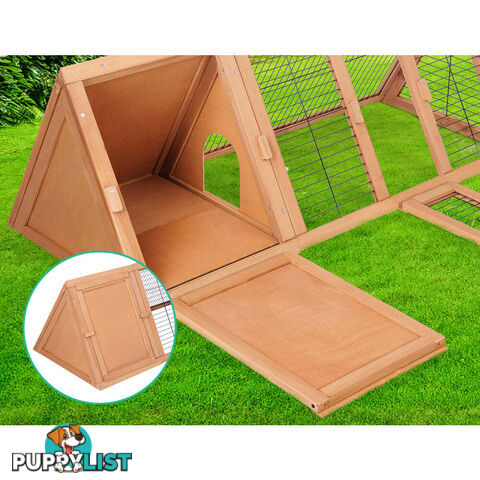 i.Pet Rabbit Hutch 119cm x 51cm x 44cm Chicken Coop Large Run Wooden Cage Outdoor - PET-GT-CAGE-R005