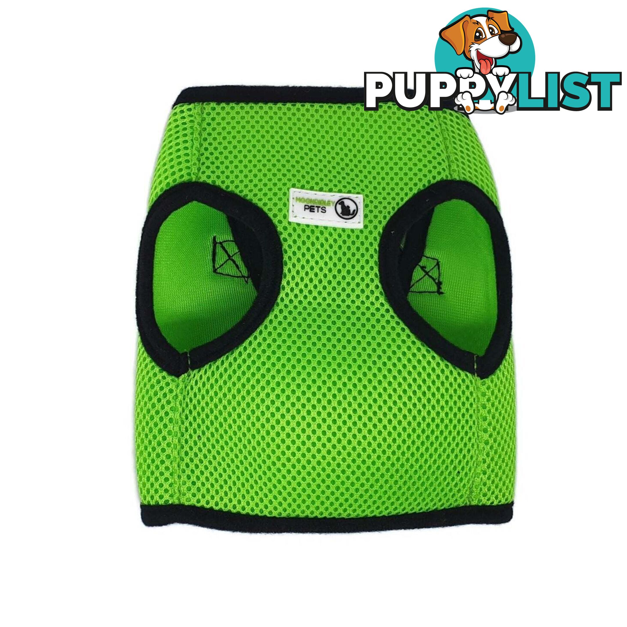 Vest Harness Pet Dog-Cat Step-in Velcro and Buckle Attachments - Moondidley Pets - MDPVESTLGRN