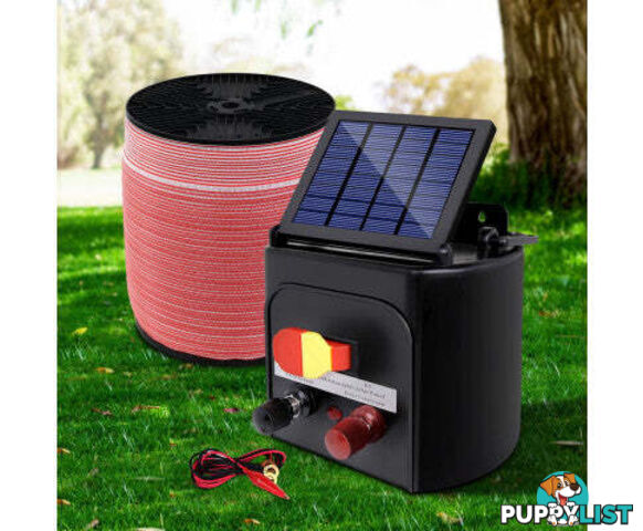 Giantz Electric Fence Energiser 3km, 5km,8km Solar Powered Energizer Set + 1200m or 2000m Tape - SFC-FIK-TAPE-2000M-3KM