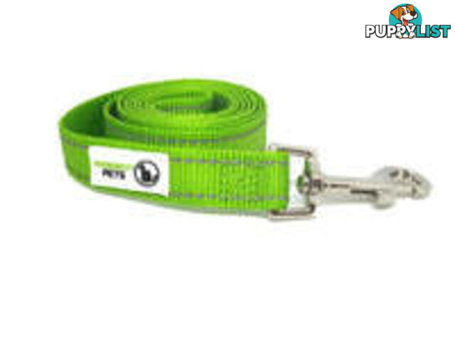 10m Long Nylon w/Reflective Stitching Dog Lead - Moondidley Pets - MDPLDREFLGRN2510