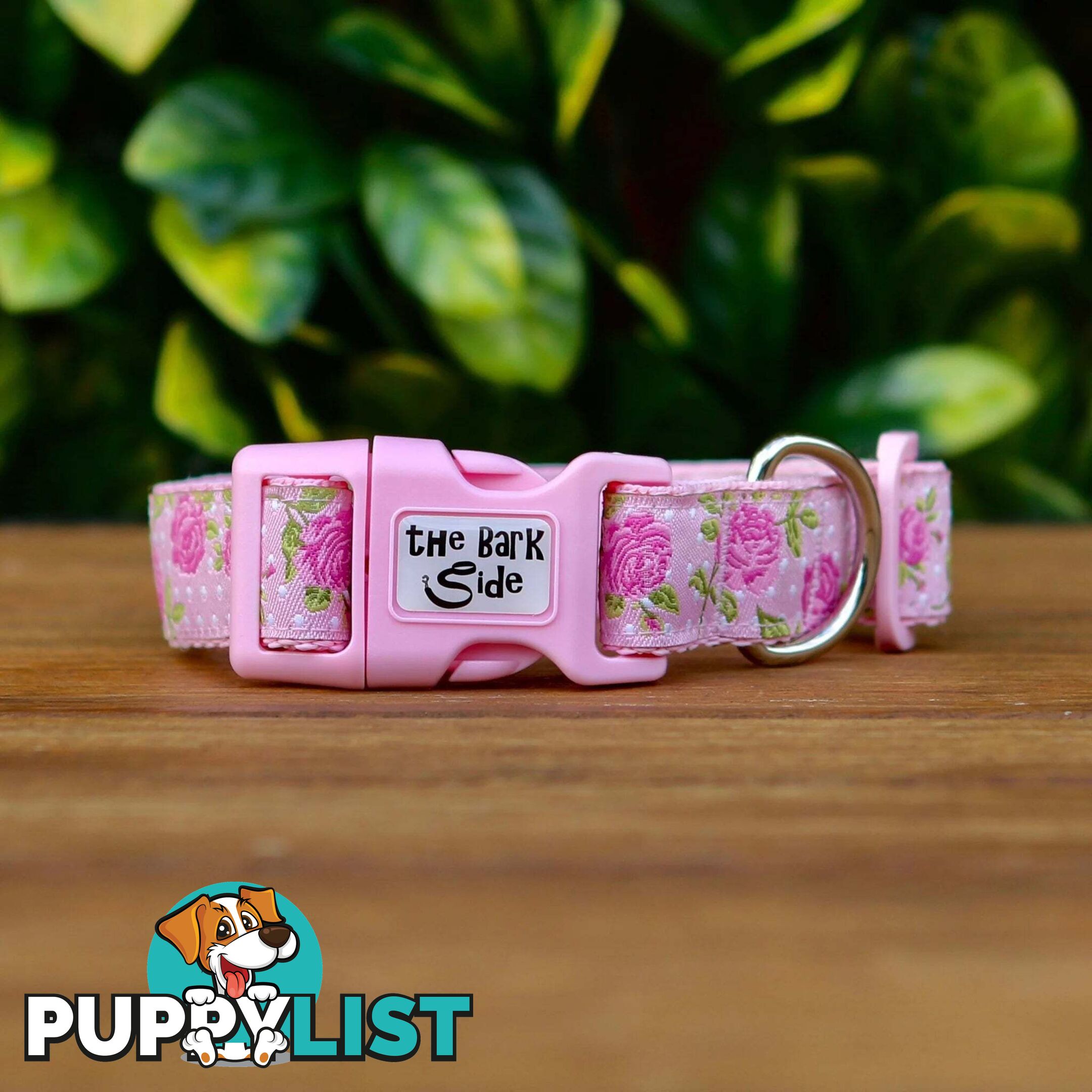 Rose Dog Collar / XS - L - Hand Made by The Bark Side - TBSROSXSPNK