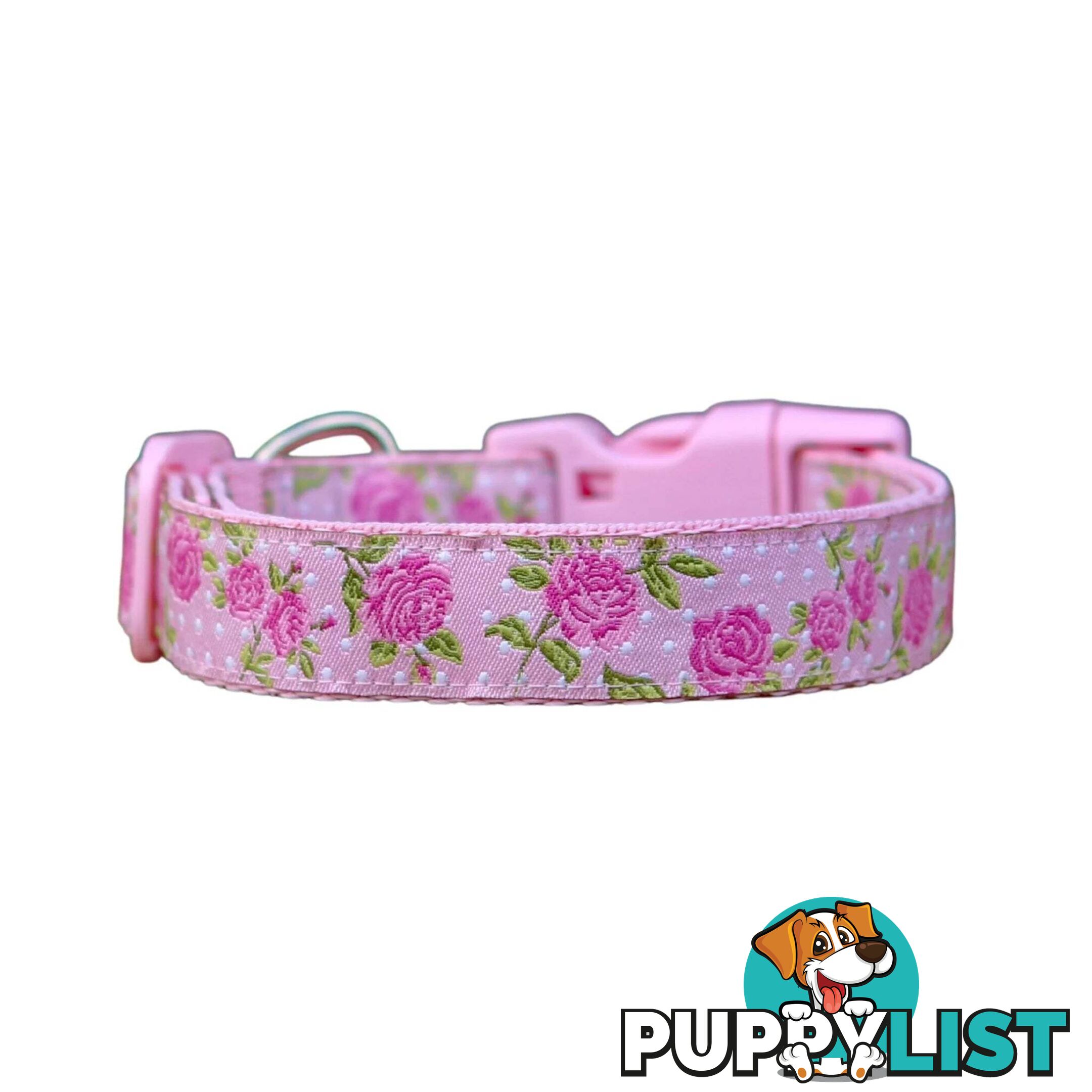 Rose Dog Collar / XS - L - Hand Made by The Bark Side - TBSROSXSPNK