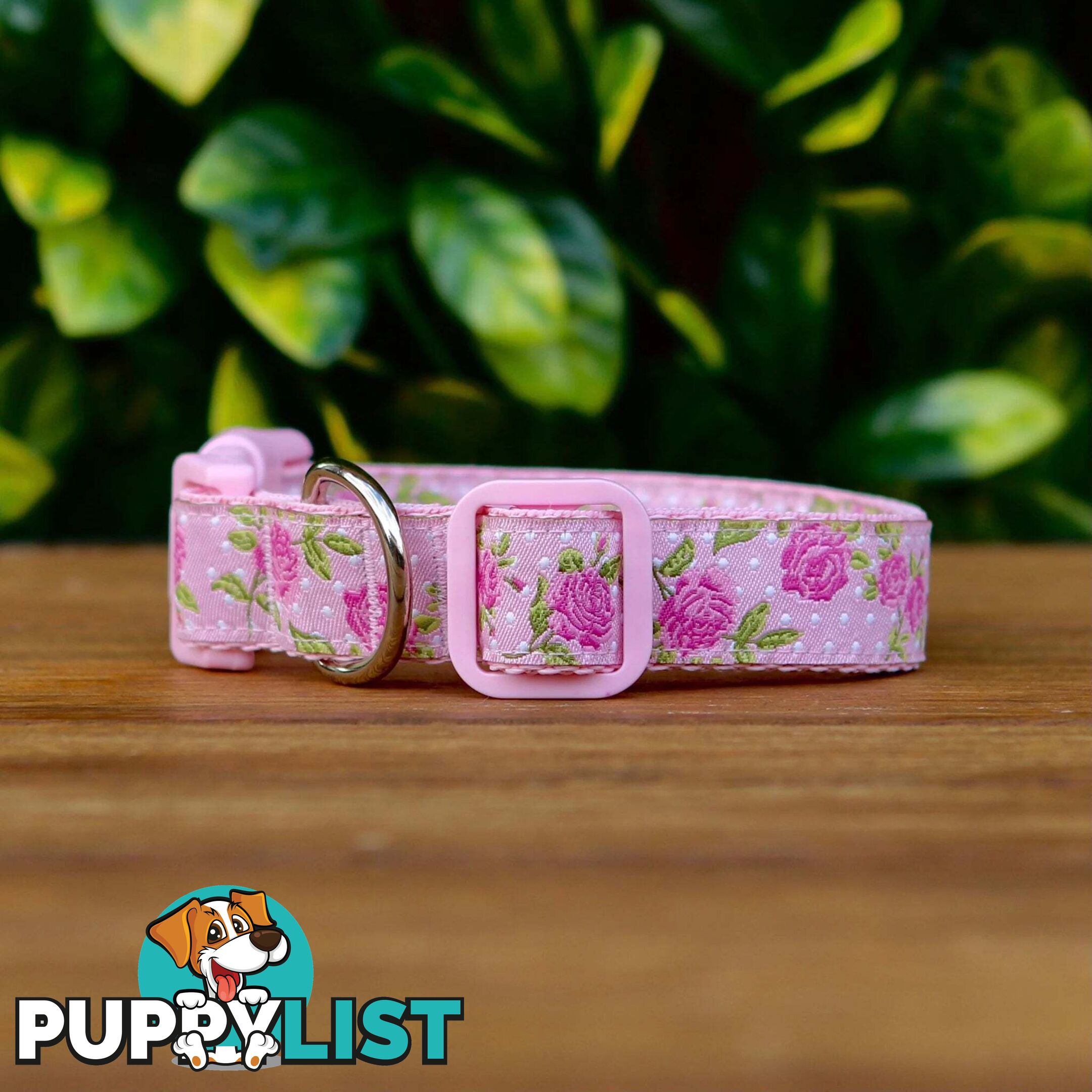 Rose Dog Collar / XS - L - Hand Made by The Bark Side - TBSROSXSPNK