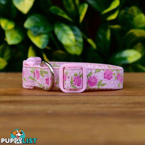 Rose Dog Collar / XS - L - Hand Made by The Bark Side - TBSROSXSPNK